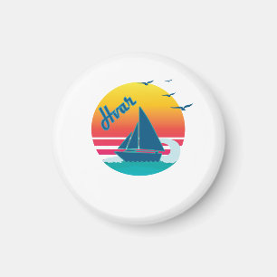 Retro Vintage Hvar Sunset, #Hvar Magnet