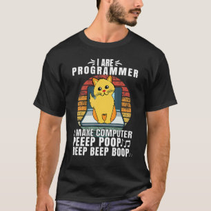 Retro Vintage I Are Programmer Computer Cat Beep I T-Shirt