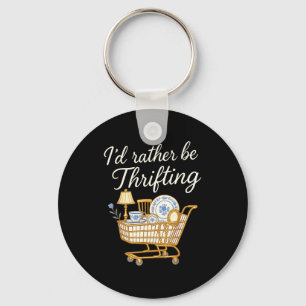 Retro Vintage I’d Rather Be Thrifting Funny Key Ring