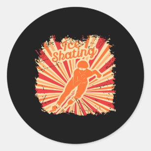 Retro Vintage Ice Skates Winter Sports Classic Round Sticker