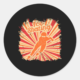 Retro Vintage Ice Skates Winter Sports Classic Round Sticker