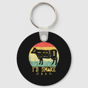 Retro Vintage I'd Smoke That -grilling Byrbecue Sm Key Ring