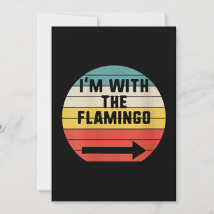 Retro Vintage I'm With The Flamingo   Flamingo Holiday Card