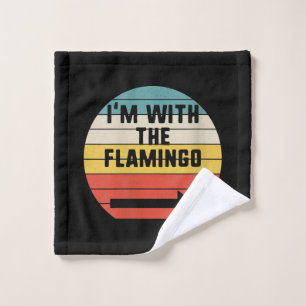 Retro Vintage I'm With The Flamingo Flamingo Wash Cloth