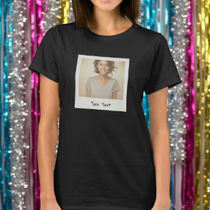 Retro Vintage Instant Camera Custom Photo and Text T-Shirt