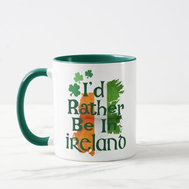 Retro Vintage Irish Flag Mug, Ireland Print Coffee Mug (Left)