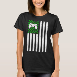 Retro Vintage Irish Usa Flag Sport Video Game St P T-Shirt