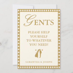 Retro Vintage Ivory Gents Bathroom Basket Sign Invitation