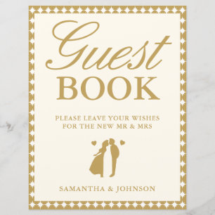Retro Vintage Ivory Guest Book Wedding Sign