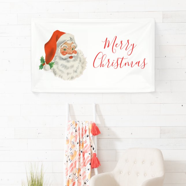 Retro Vintage Jolly Santa Claus Christmas Banner (Insitu)