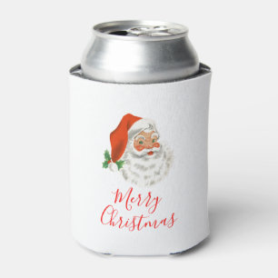 Retro Vintage Jolly Santa Claus Christmas Can Cooler