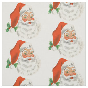 Retro Vintage Jolly Santa Claus Christmas Fabric