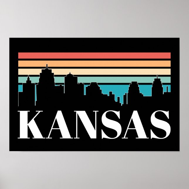 Retro Vintage Kansas City Silhouette Skyline Poster (Front)