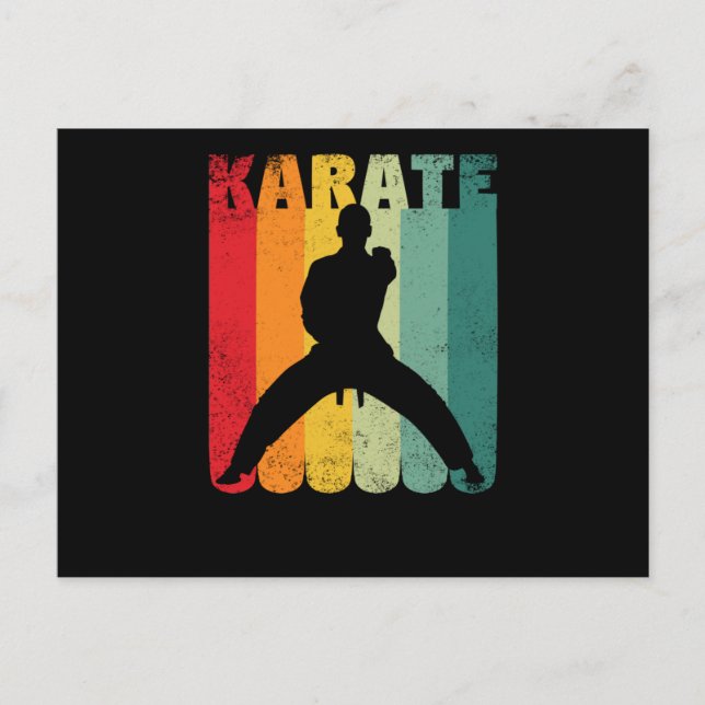 Retro vintage karate silhouette 70s 80s postcard (Front)