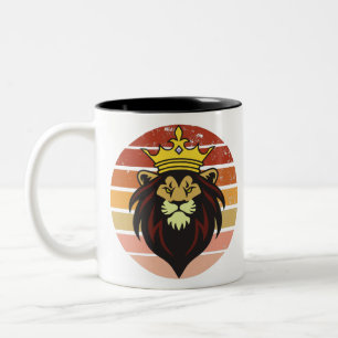 Retro vintage king lion Two-Tone coffee mug