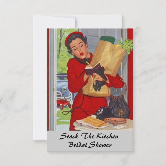 Retro Vintage Kitchen Bridal Shower Invitations (Front)