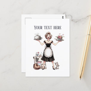 retro vintage lady add text  postcard