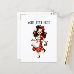 retro vintage lady add text postcard