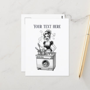 retro vintage lady add text  postcard