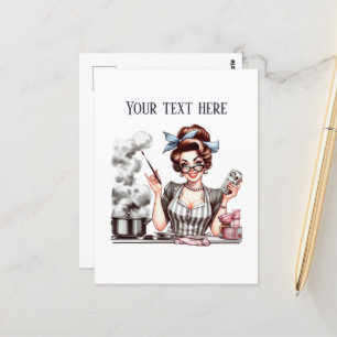 retro vintage lady add text  postcard