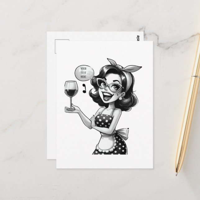 retro vintage lady add text  postcard (Front/Back In Situ)