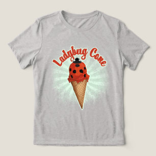 Retro Vintage Ladybug Whimsical Ice Cream Art Tri-Blend Shirt