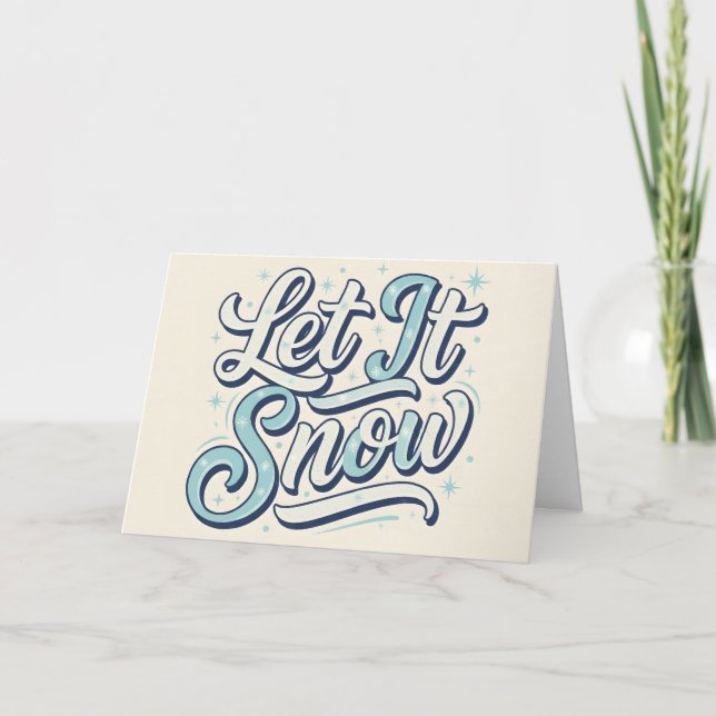 Retro Vintage Let It Snow Christmas Holiday Card (Front)