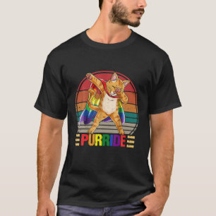 Retro Vintage LGBT Pride Graphic Dabbing Cat T-Shirt