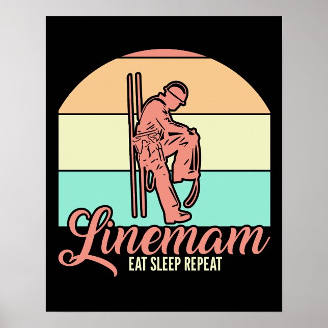 Retro Vintage Lineman  Poster (Front)