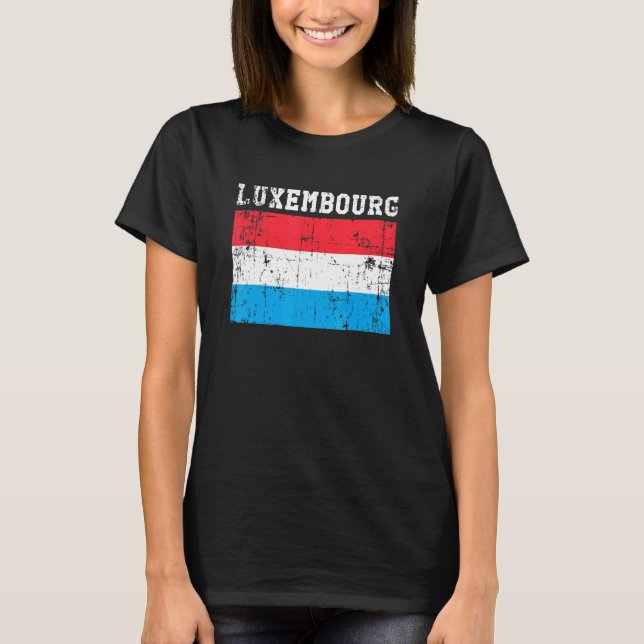 Retro Vintage Luxembourg Flag Luxembourgish Roots T-Shirt (Front)