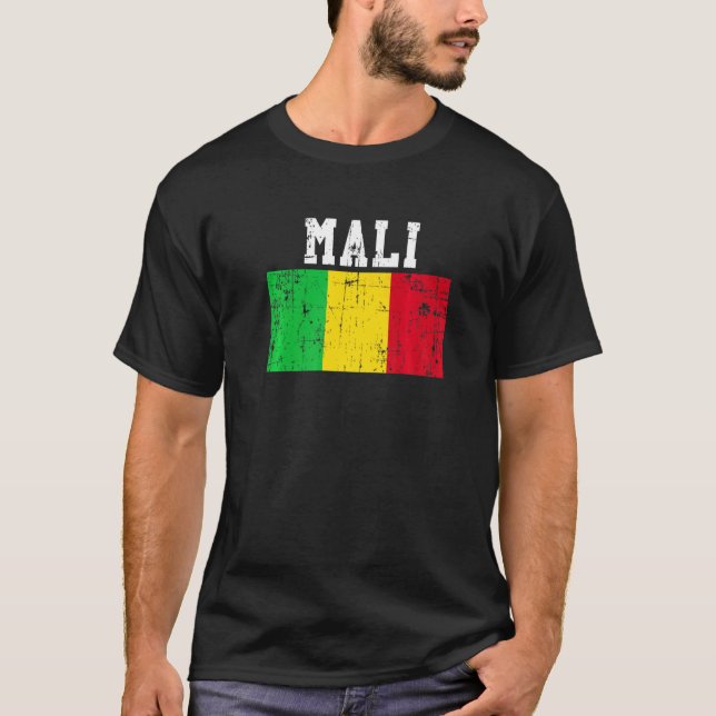 Retro Vintage Mali Flag Malian Roots T-Shirt (Front)