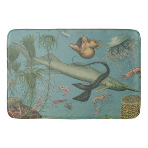Retro vintage marine biology ocean fish bath mat