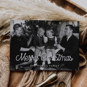 Retro Vintage Merry Christmas Family Photo Holiday Card