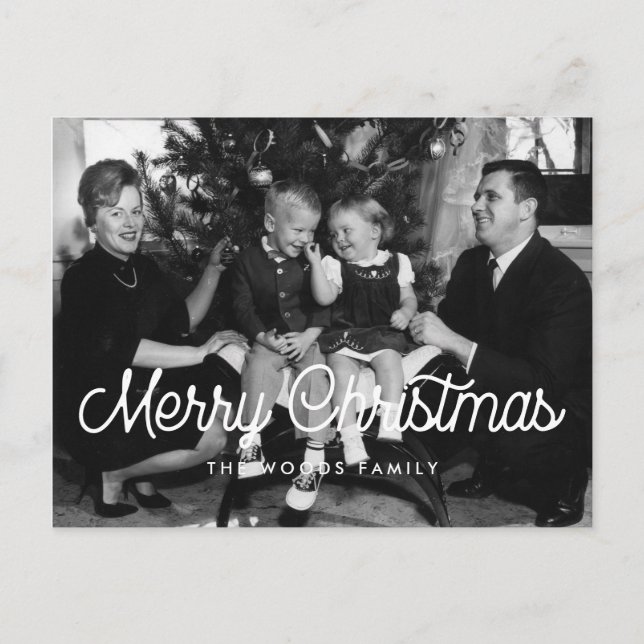 Retro vintage Merry Christmas family photo Postcard (Front)