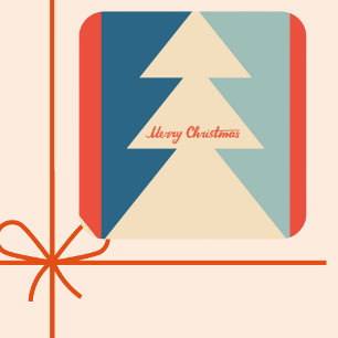 Retro Vintage Merry Christmas Holiday Square Sticker