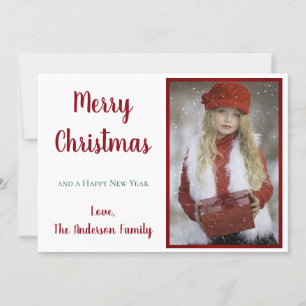 Retro Vintage Merry Christmas Red Green Holiday Card