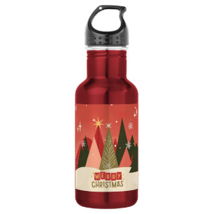 Retro/Vintage Merry Christmas tree 532 Ml Water Bottle