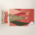 Retro/Vintage Merry Christmas tree Beach Towel<br><div class="desc">vintage</div>