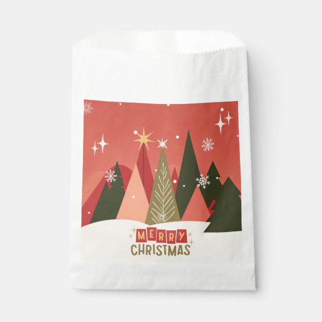 Retro/Vintage Merry Christmas tree Favour Bag (Front)