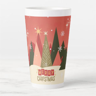 Retro/Vintage Merry Christmas tree Latte Mug
