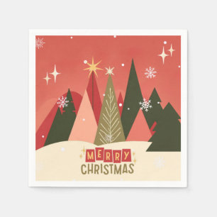 Retro/Vintage Merry Christmas tree Napkin