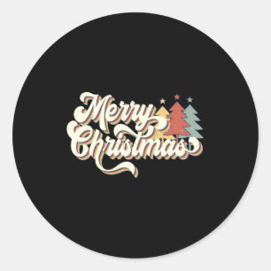 Retro Vintage Merry Christmas Tygraphy  Classic Round Sticker