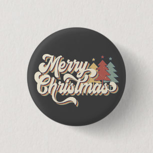 Retro Vintage Merry Christmas Typography 3 Cm Round Badge