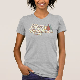 Retro Vintage Merry Christmas Typography T-Shirt