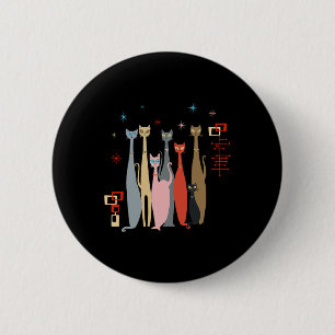 Retro Vintage Mid-century Cats Modern Look 50s 60s 6 Cm Round Badge