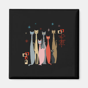 Retro Vintage Mid-century Cats Modern Look 50s 60s Magnet