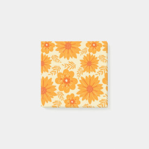 Retro Vintage Mid Century Orange Flower Pattern Post-it Notes