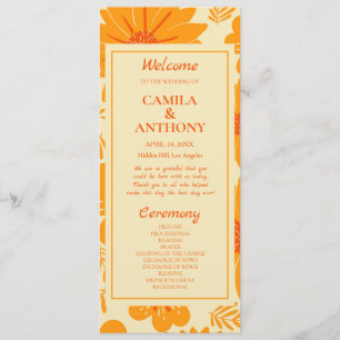 Retro Vintage Mid Century Orange Flower Pattern Program