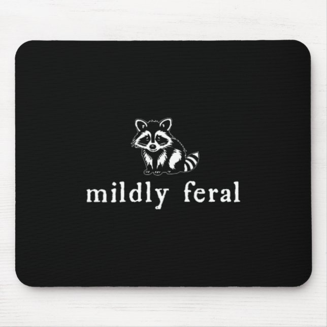 Retro Vintage Mildly Feral Racoon Funny Mouse Pad (Front)