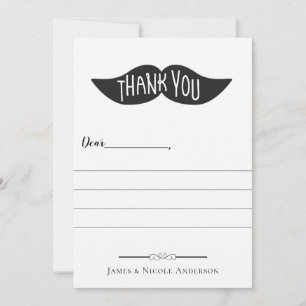 Retro Vintage Modern Moustache Full Photo Thank Yo You Card